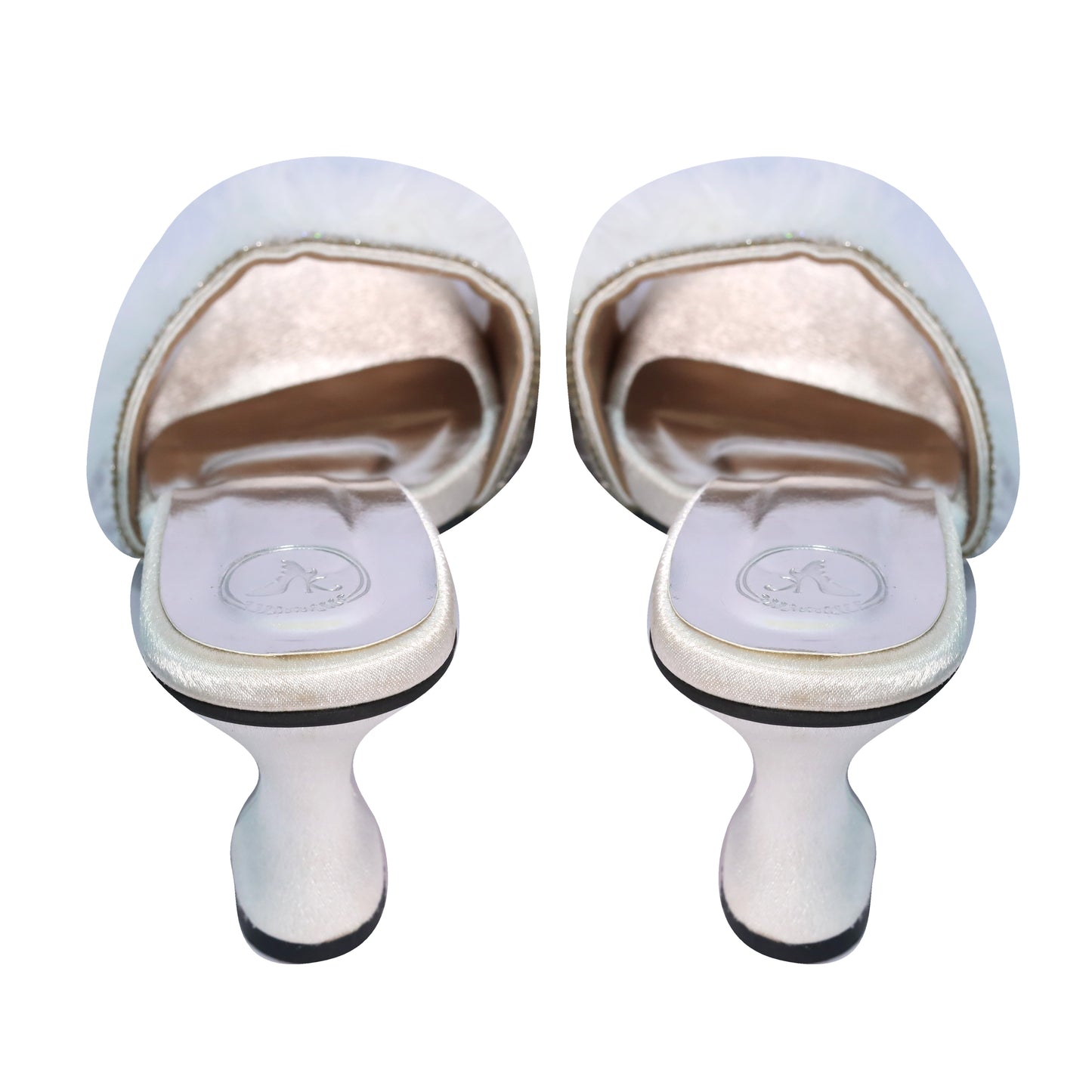 Women's Open Toe White Fur Heel