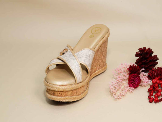 Beige X Logo Wedge