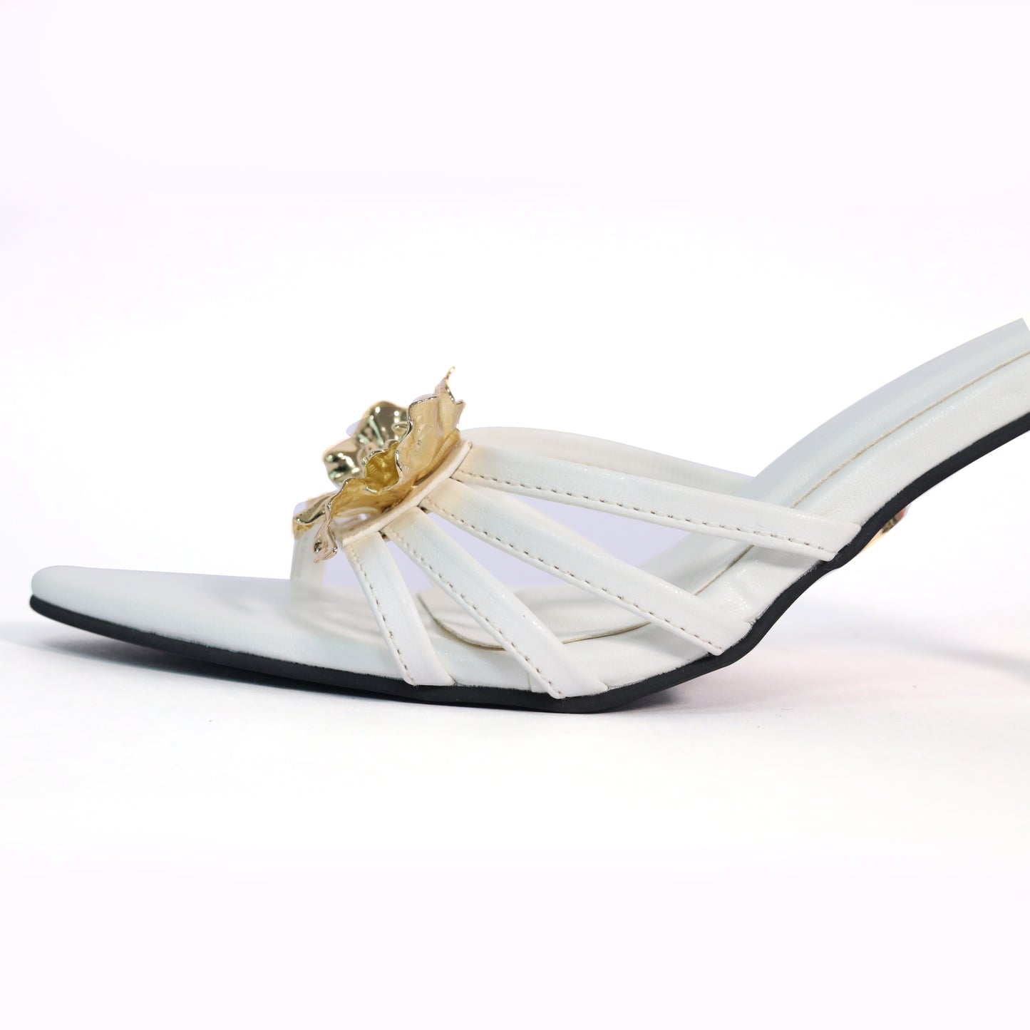 Women Open Toe Faux Leather Zeno White Heels