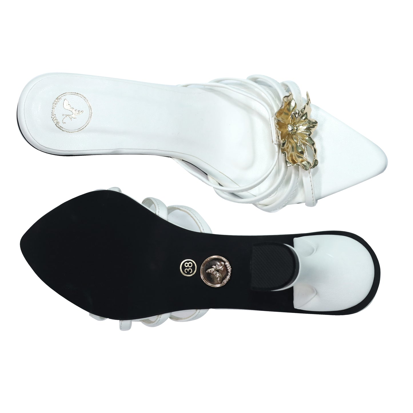 Women Open Toe Faux Leather Zeno White Heels