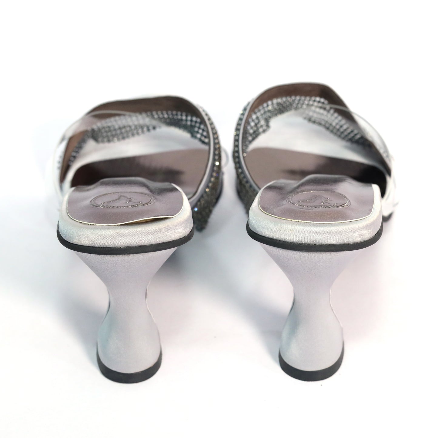 Women Open Toe Slip on closure Glance Grey Heel