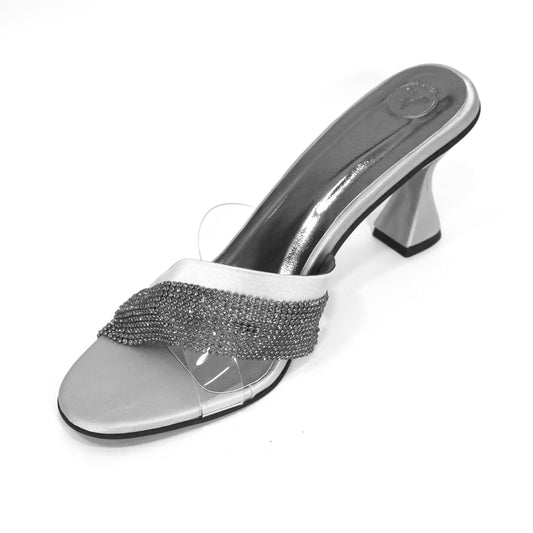 Women Open Toe Slip on closure Glance Grey Heel