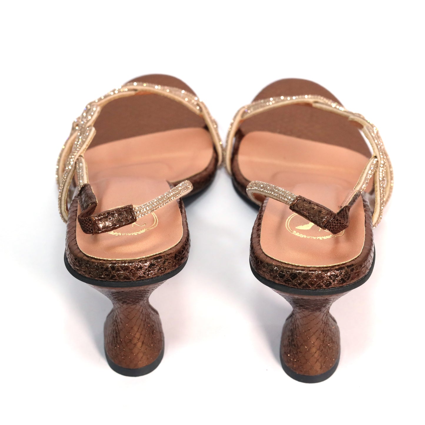 Women Open Toe Slip on closure Soul Junk Gold Heel