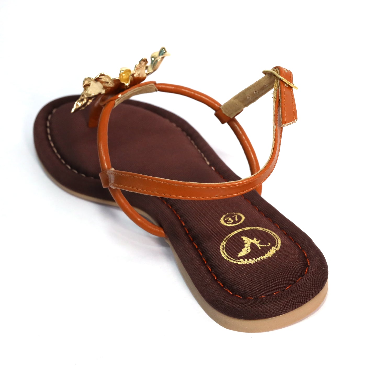 Brown Open Toe Slip on closure Zeno Brown Flat