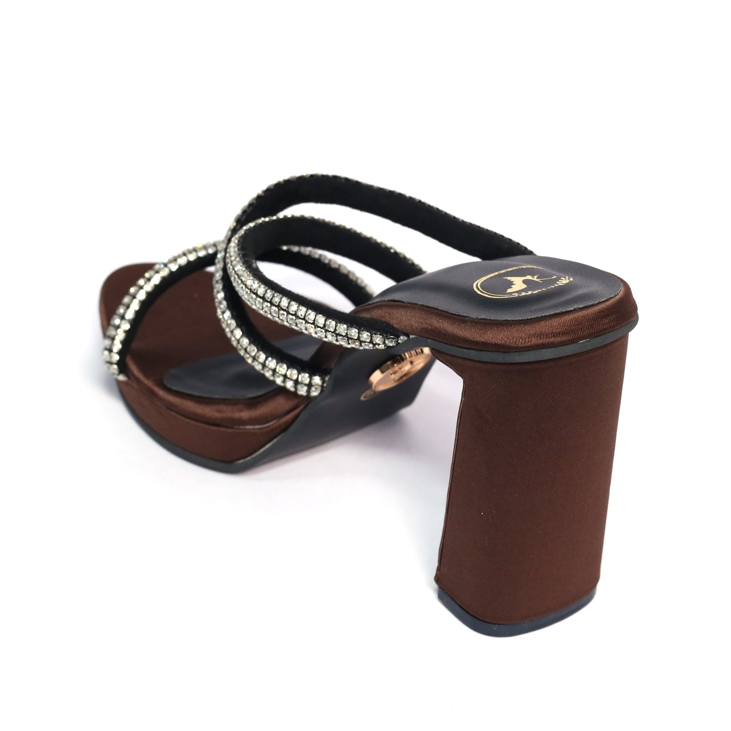 Black Open Toe Slip on Closure Mocha Star Heel