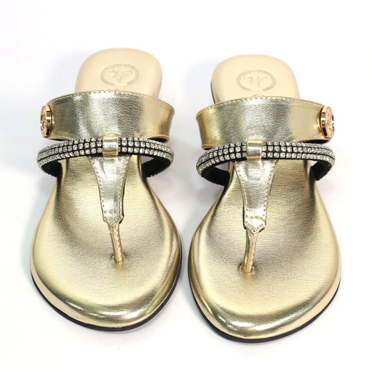 Orbit Gold Open Toe Heels for Women