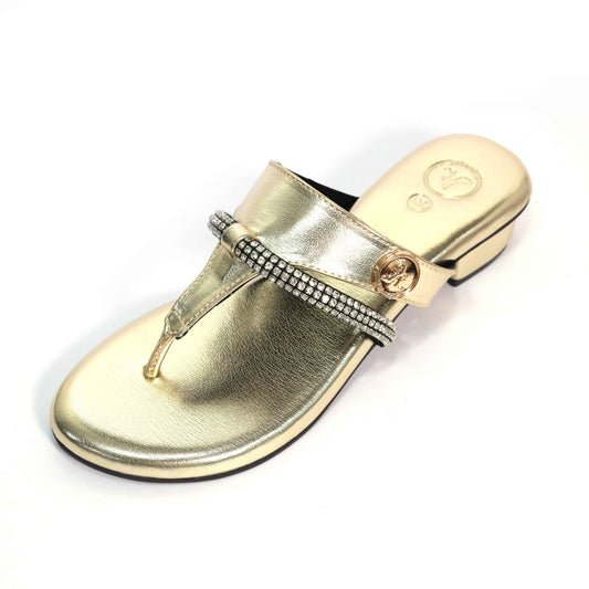 Orbit Gold Open Toe Kitten Heels for Women
