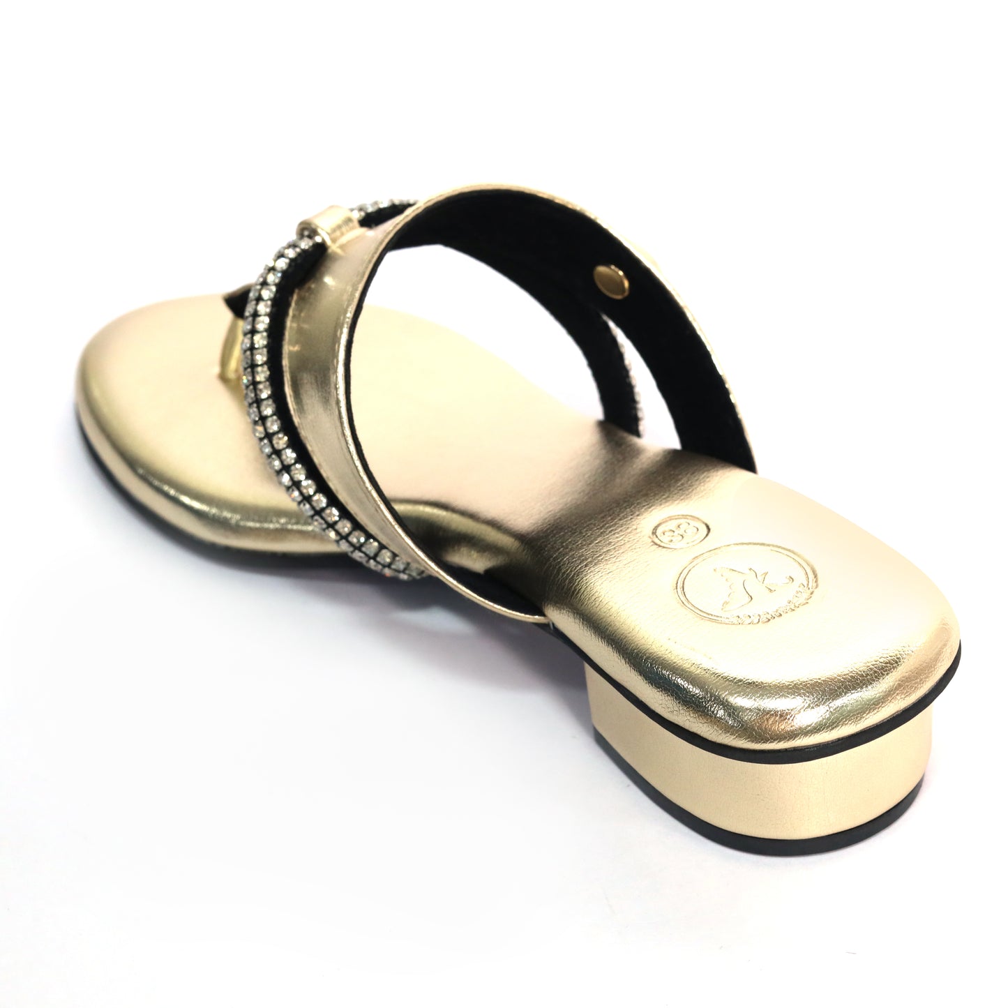 Orbit Gold Open Toe Heels for Women