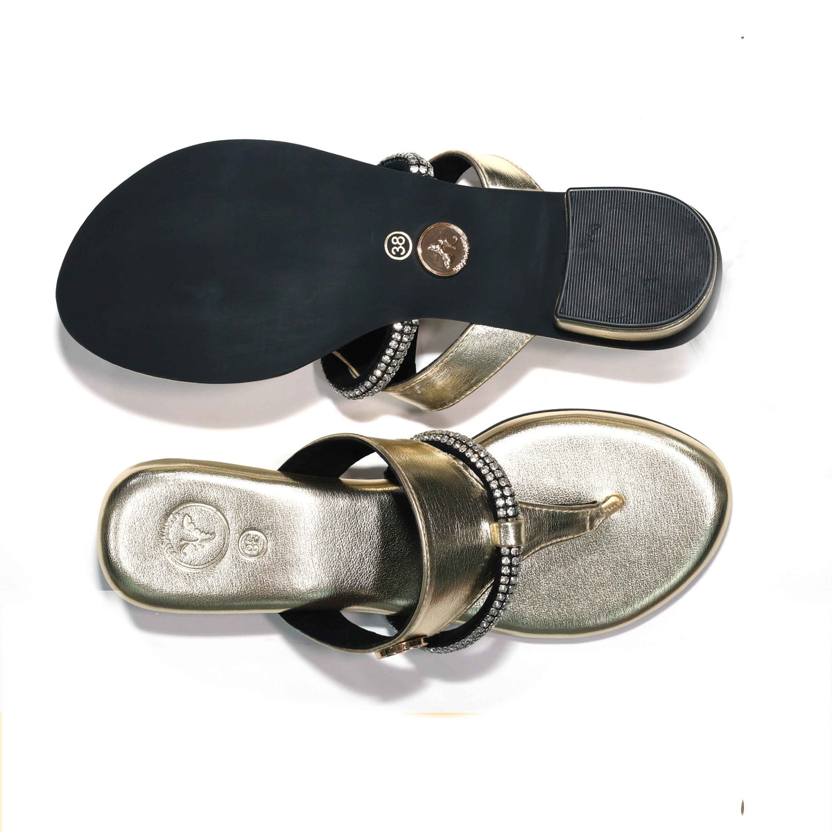 Orbit Gold Open Toe Kitten Heels for Women