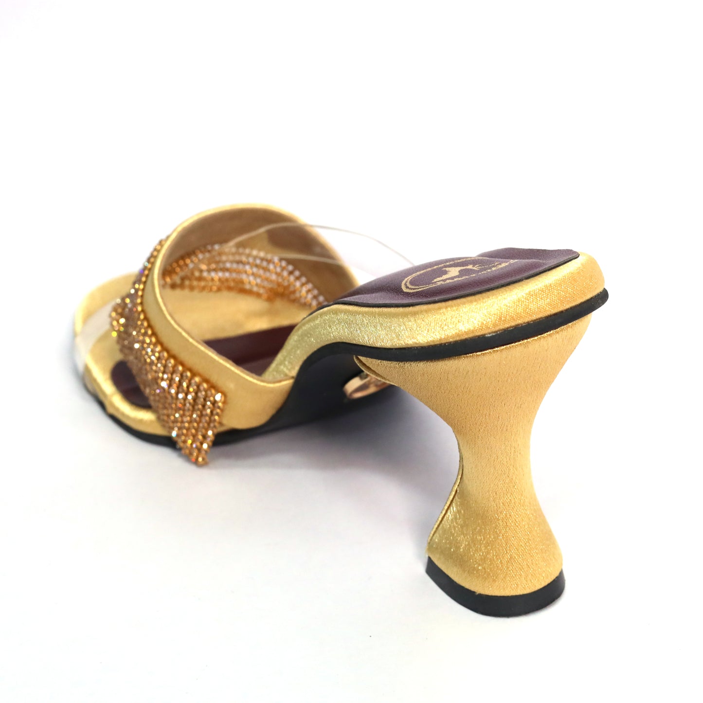 Glance Gold Heels for Women – Open Toe Faux Leather Sandals