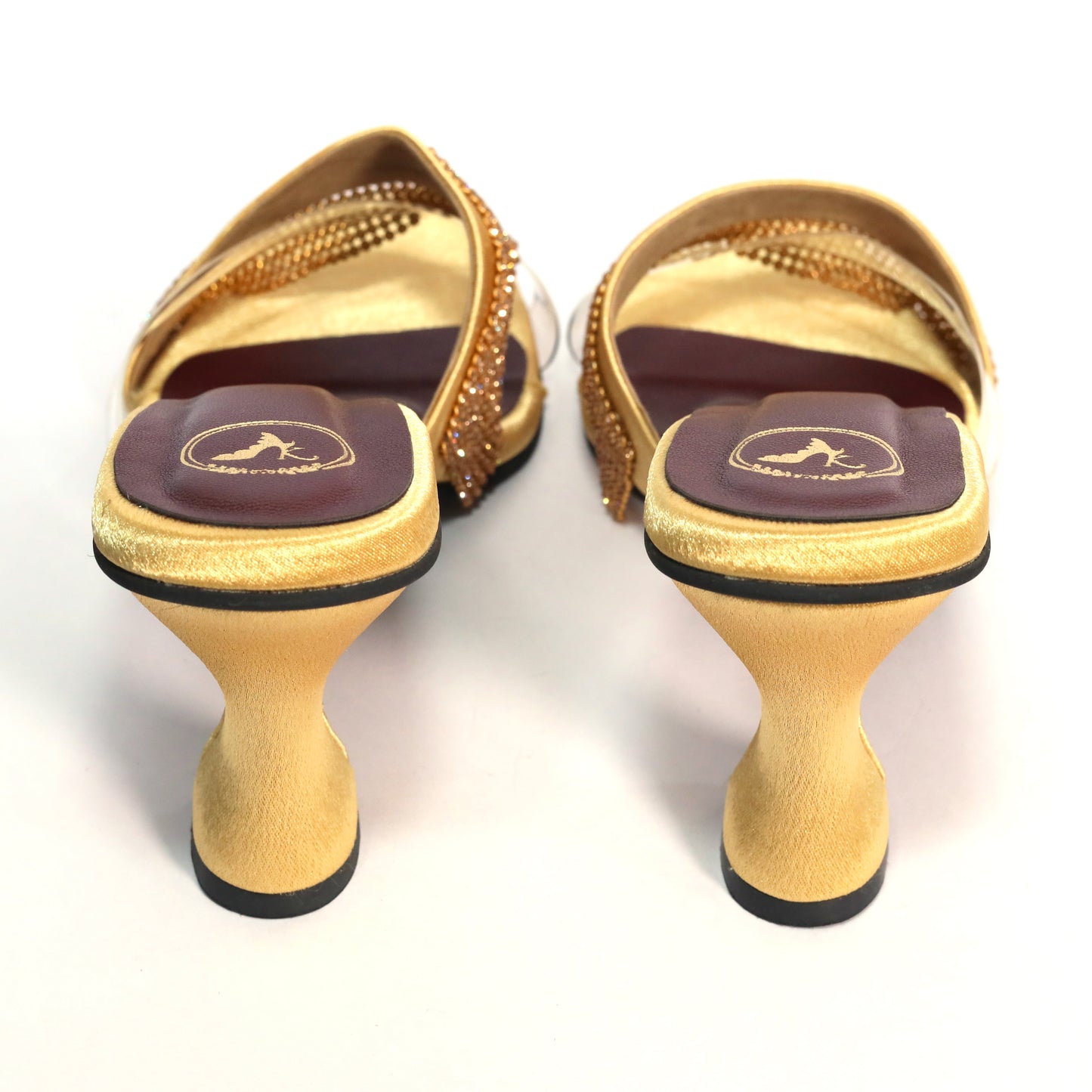 Glance Gold Heels for Women – Open Toe Faux Leather Sandals