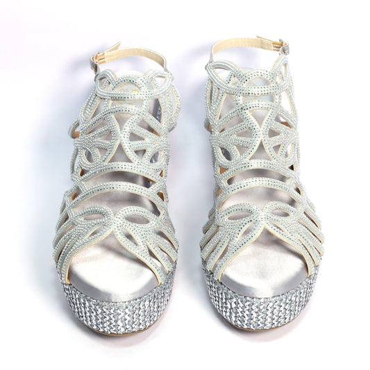 Women's Giorgia Grey Wedge Sandals – Open Toe, Vegan Faux Leather