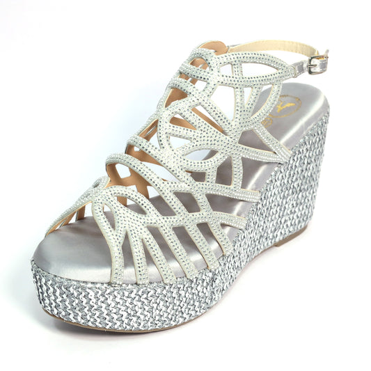 Women's Giorgia Grey Wedge Sandals – Open Toe, Vegan Faux Leather