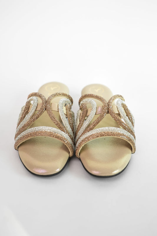Beige Open Toe Dual Gema Flats