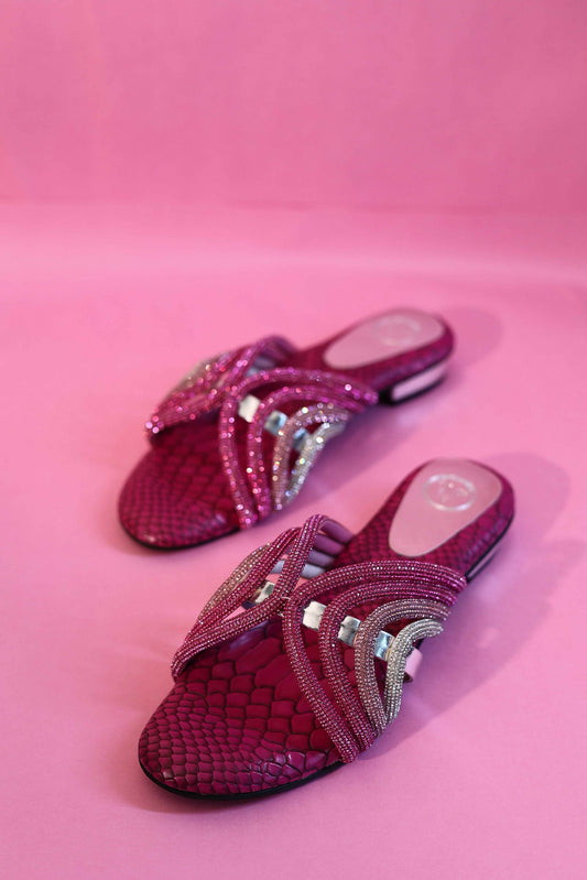 Pink Open Toe Kitten Heel Sandal