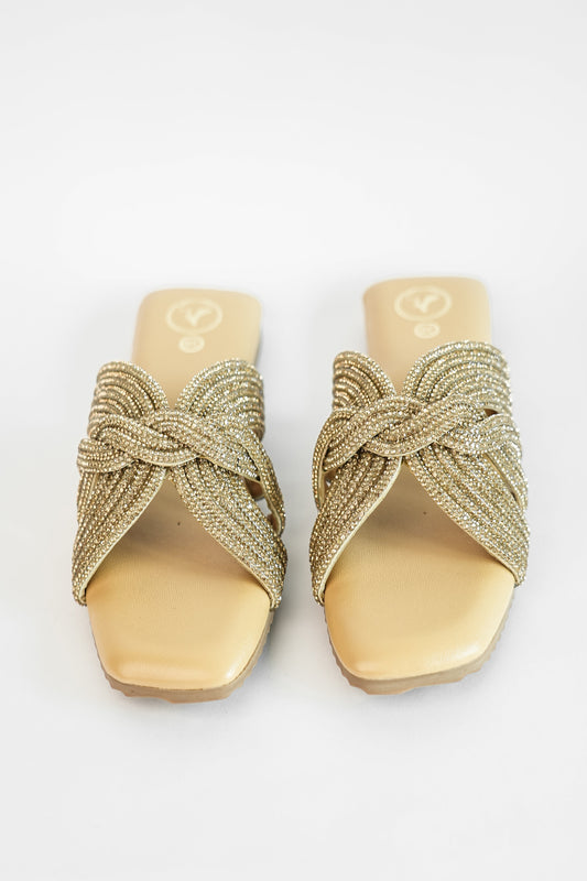 Nude Open Toe Slip-on closure Twister Flats