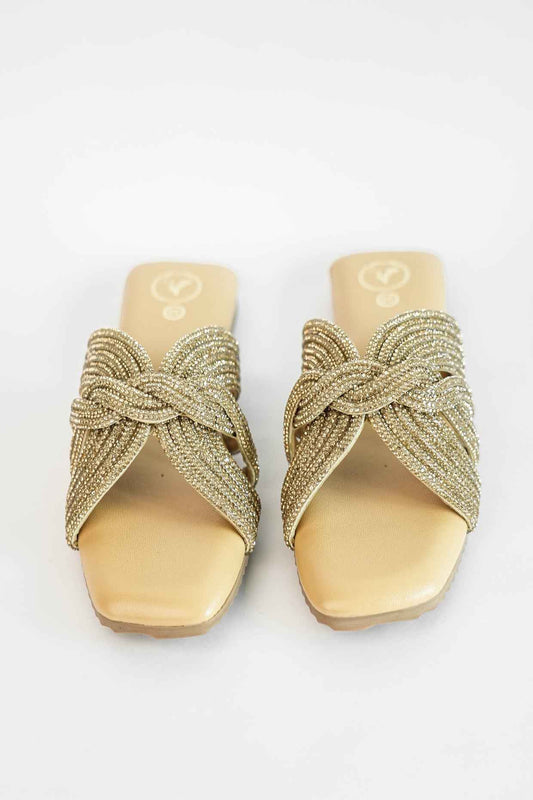 Nude Open Toe Slip-on closure Twister Flats