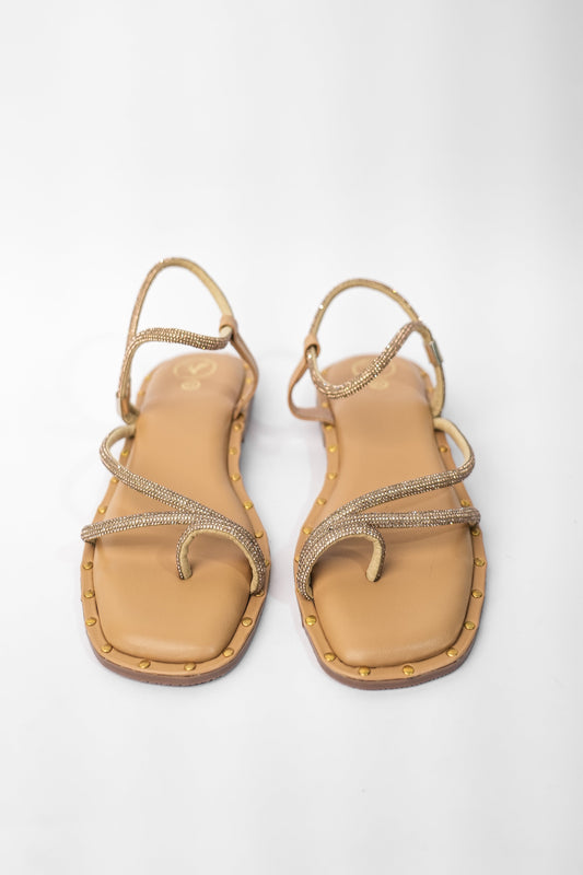 Nude Open Toe Malaika Studs Flats