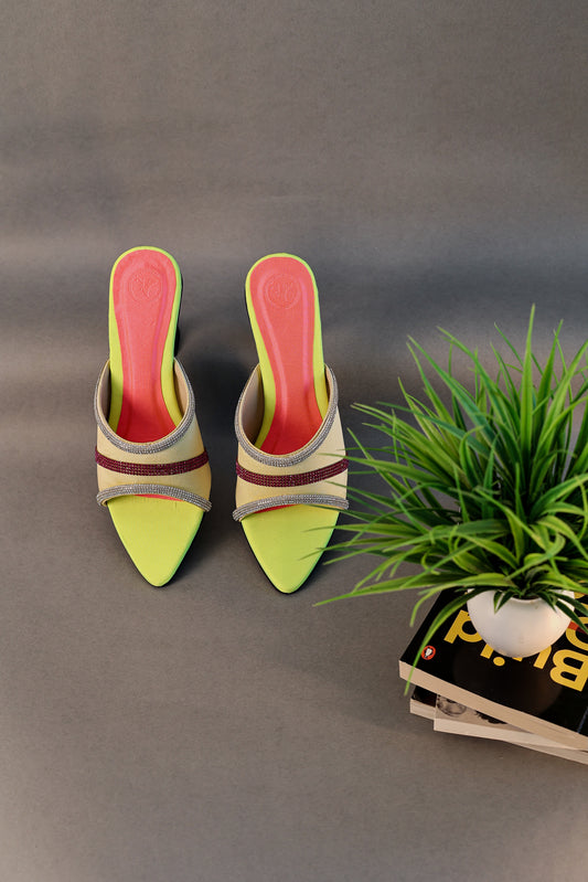 Blue Neon Open Toe Heel Sandal