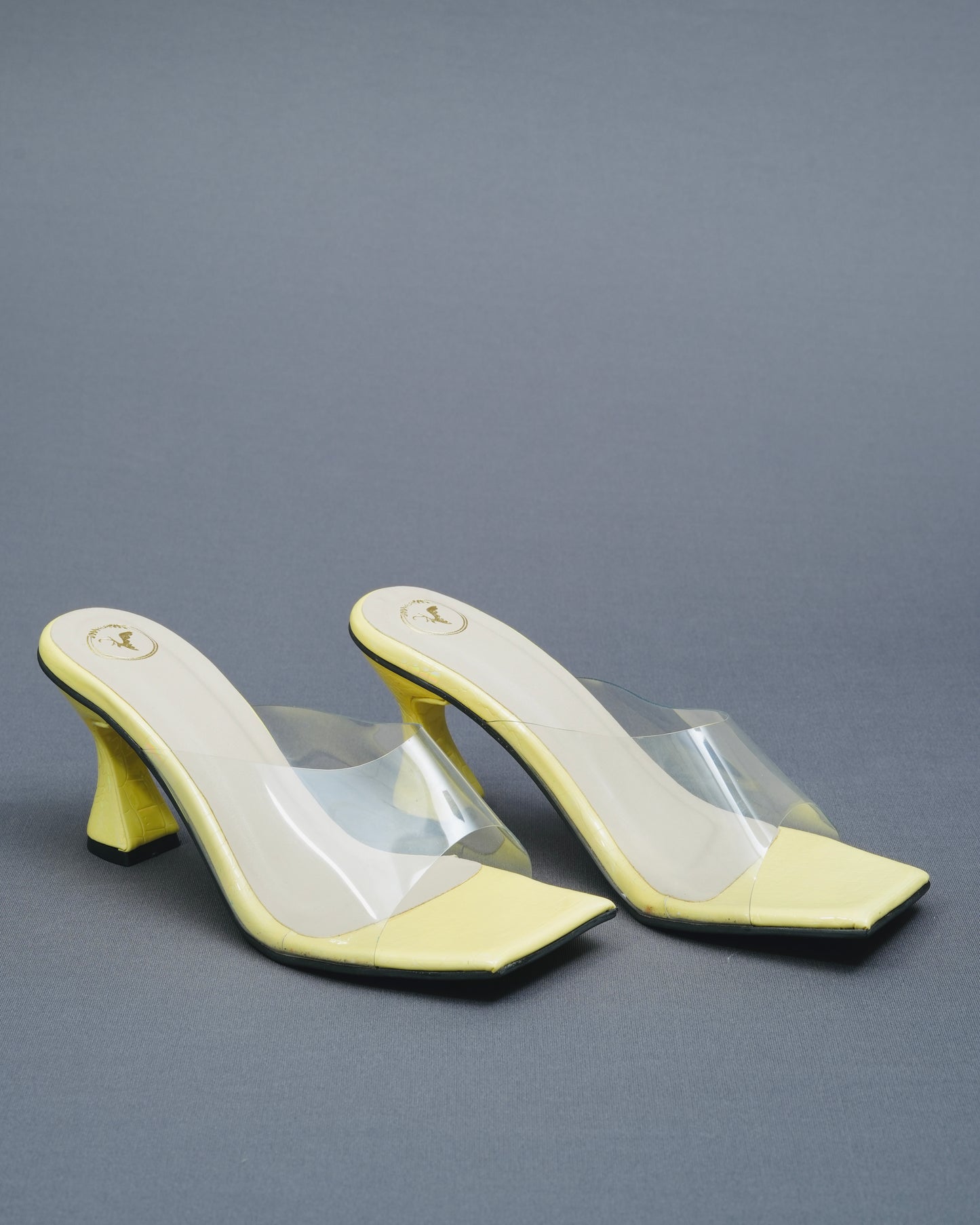 Open Toe Faux Leather Lemon Heels