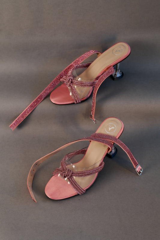 Knotty Pink With Strap Heel Sandals