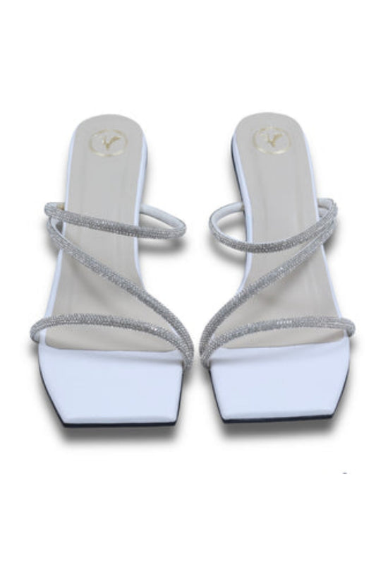 Z Basic White Open Toe Slip-on Heels