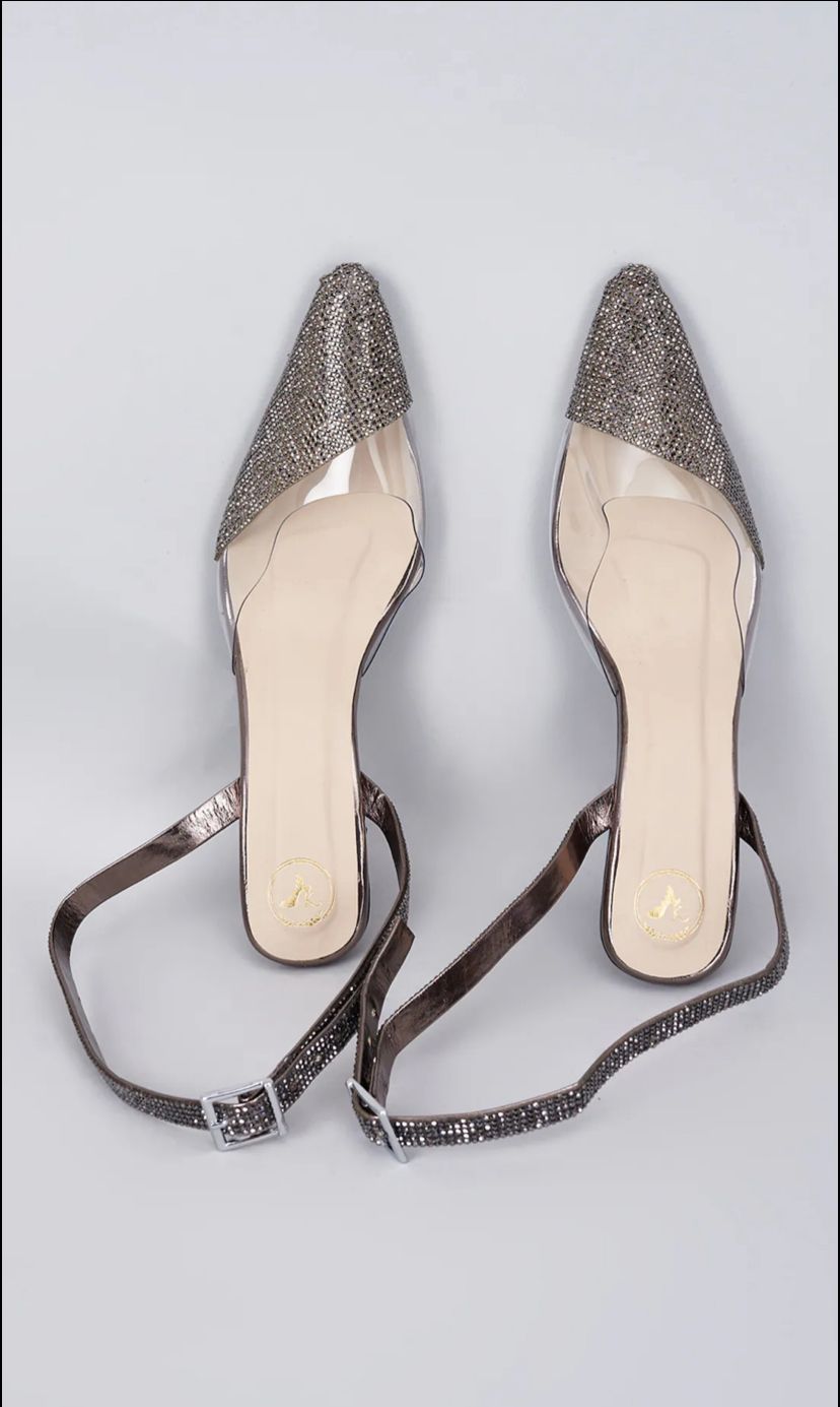 Closed Toe Faux Leather Sleek Cheek Gun Metal Heels