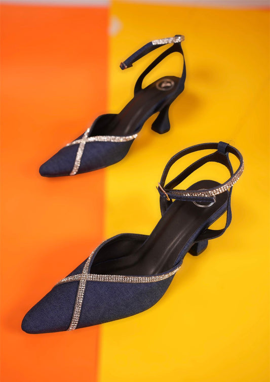 Blue Denim X Open Toe Heel Sandal