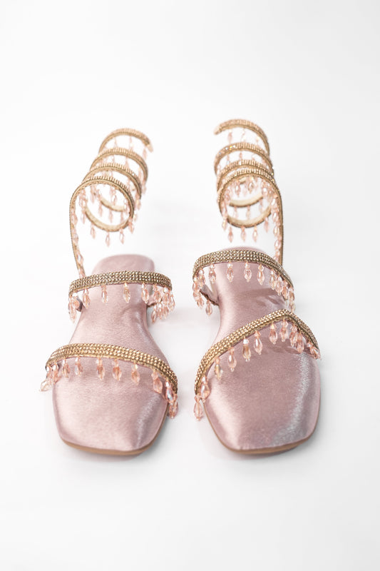 Rose Gold Open Toe Narrow Fit Amber Rose Spring Flats