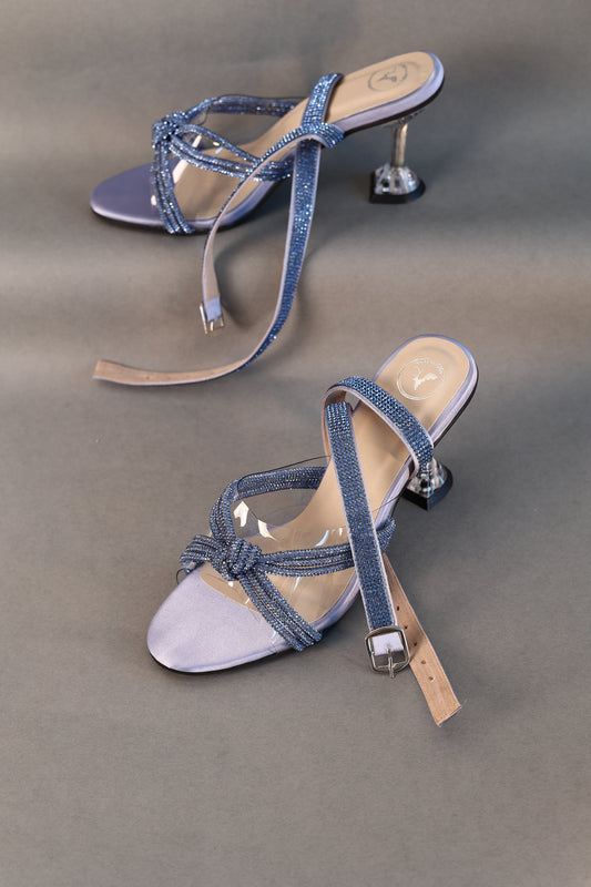 Knotty Blue With Straps Heel Sandals