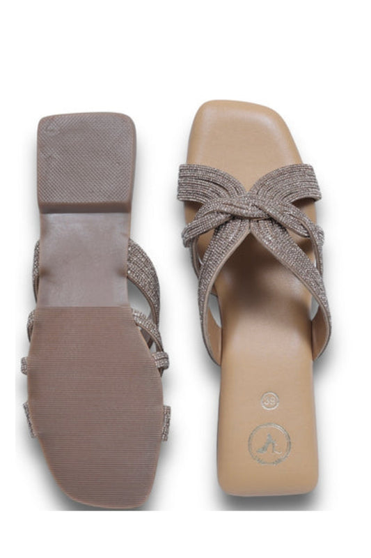 Gold Twister Open Toe Flat