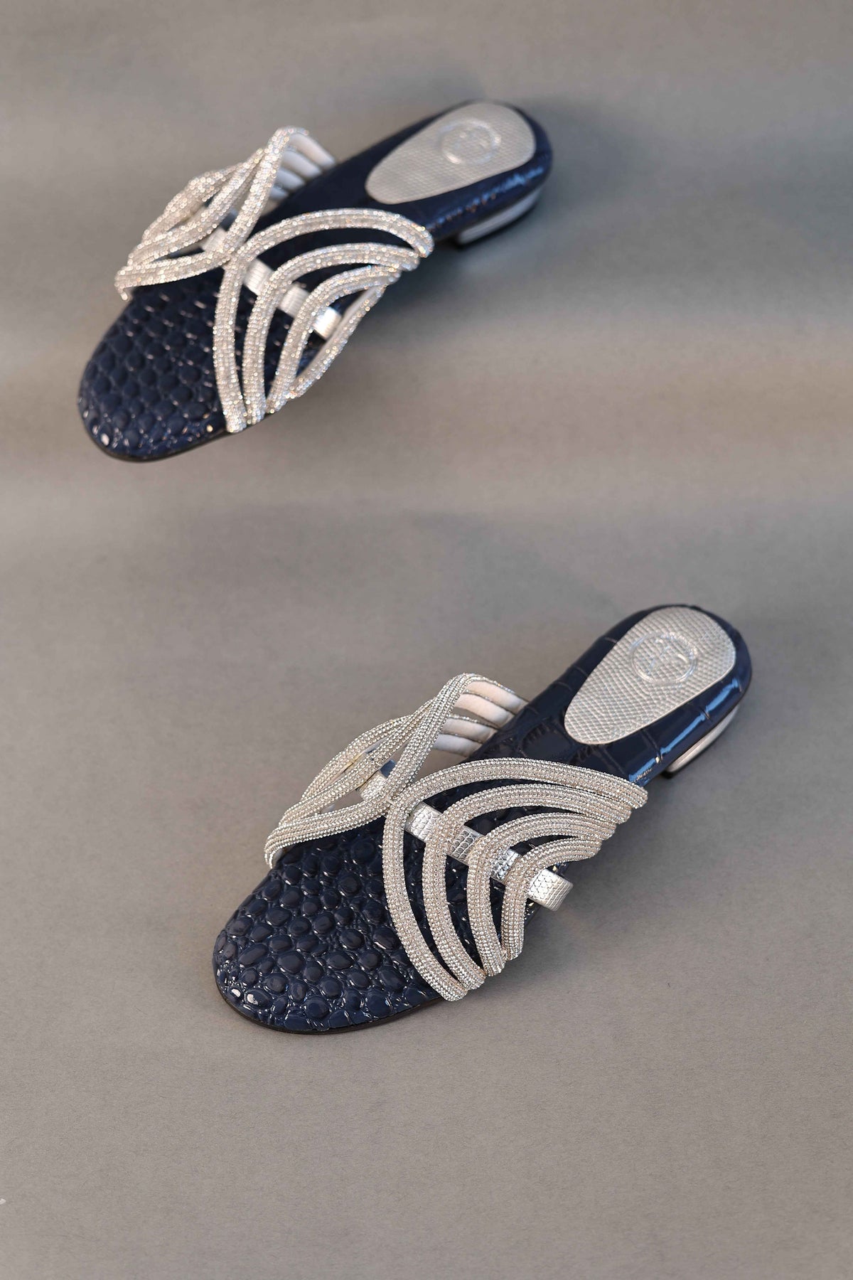 Blue Open Toe Kitten Heel Sandal