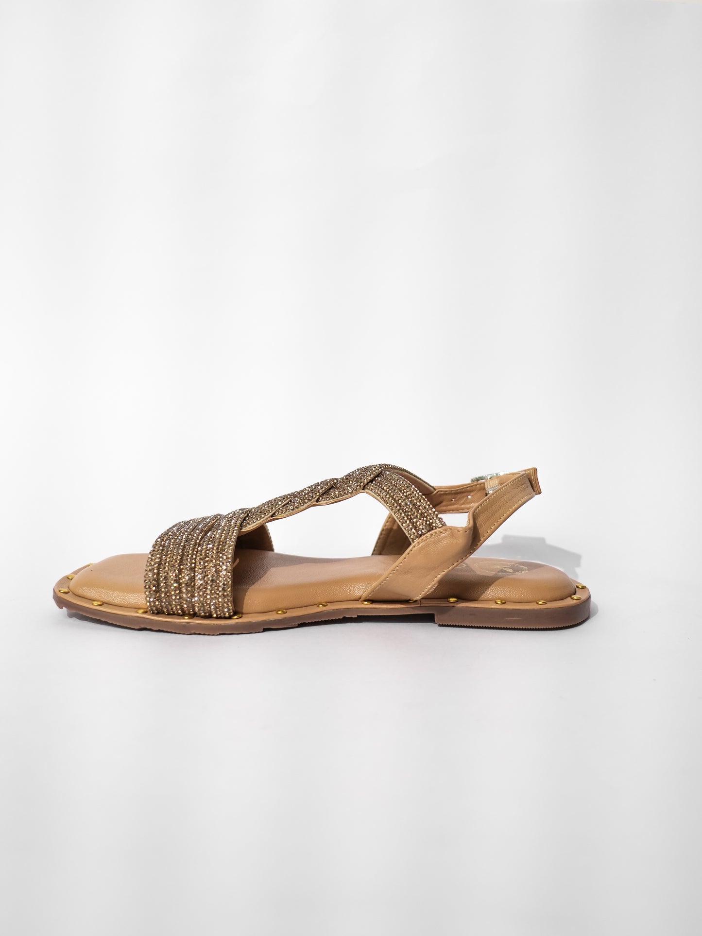 Gold Open Toe Twister Stud Flats