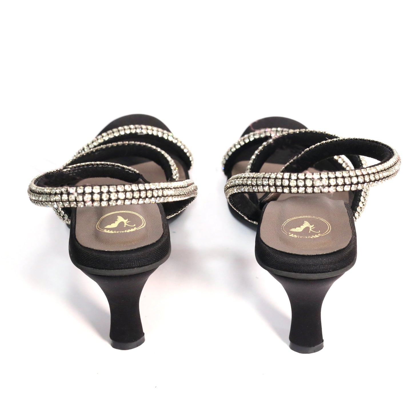 Berry Black Open Toe Heels for Women with Buckle Closure