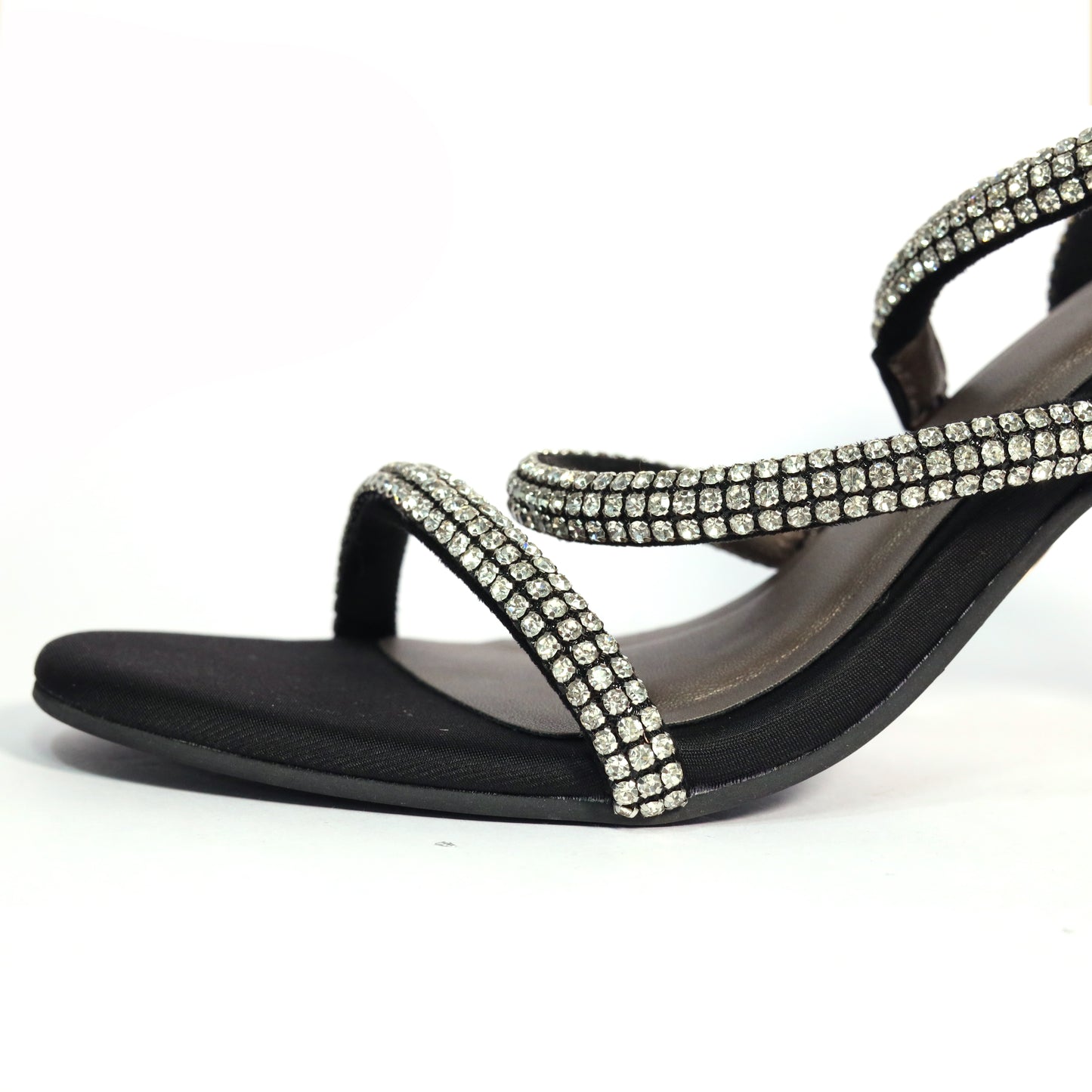 Berry Black Open Toe Heels for Women with Buckle Closure