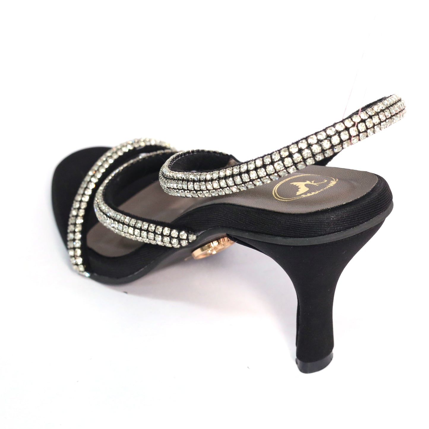 Berry Black Open Toe Heels for Women with Buckle Closure