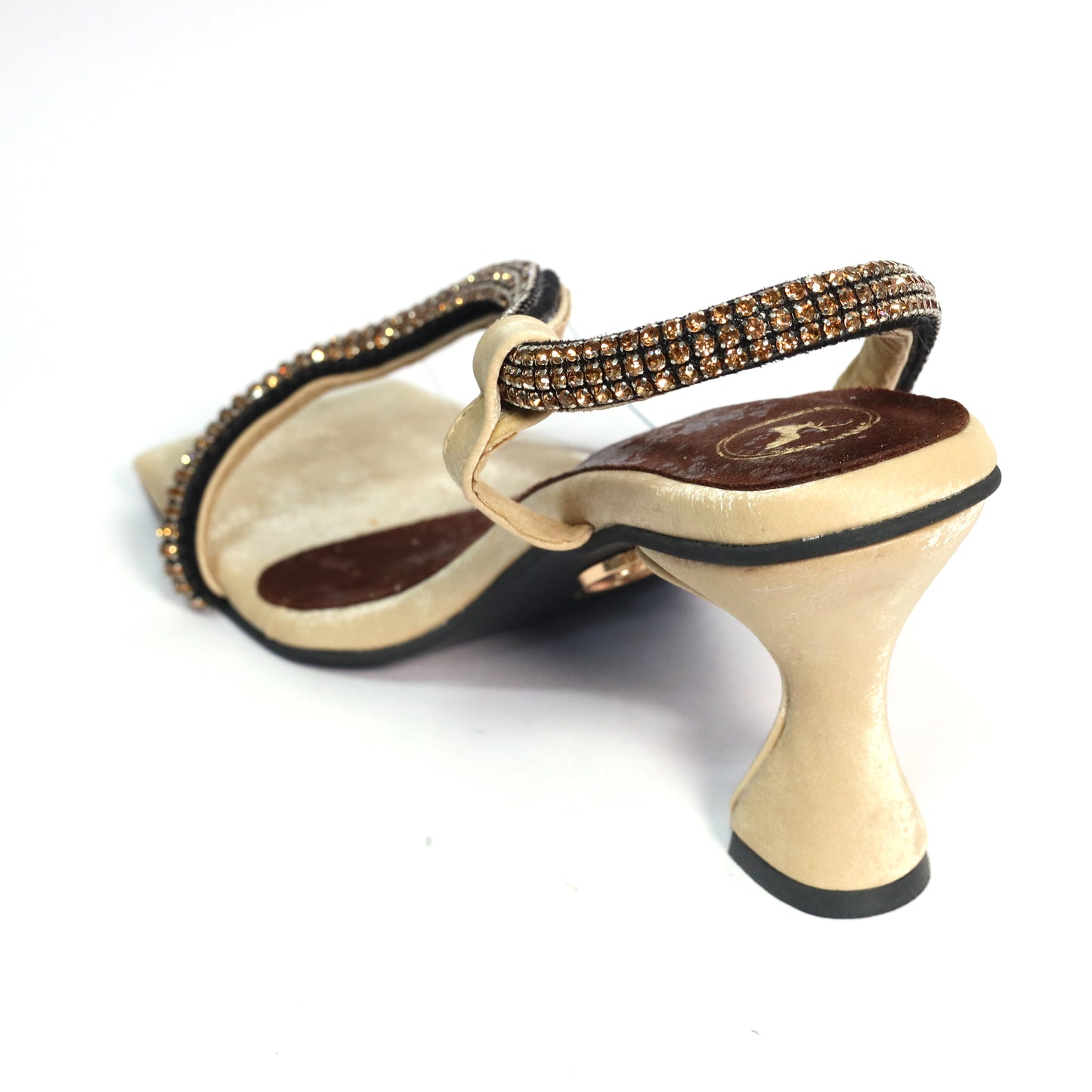 Beige Z-Series Dalgona Open Toe Slip-On Heels for Women