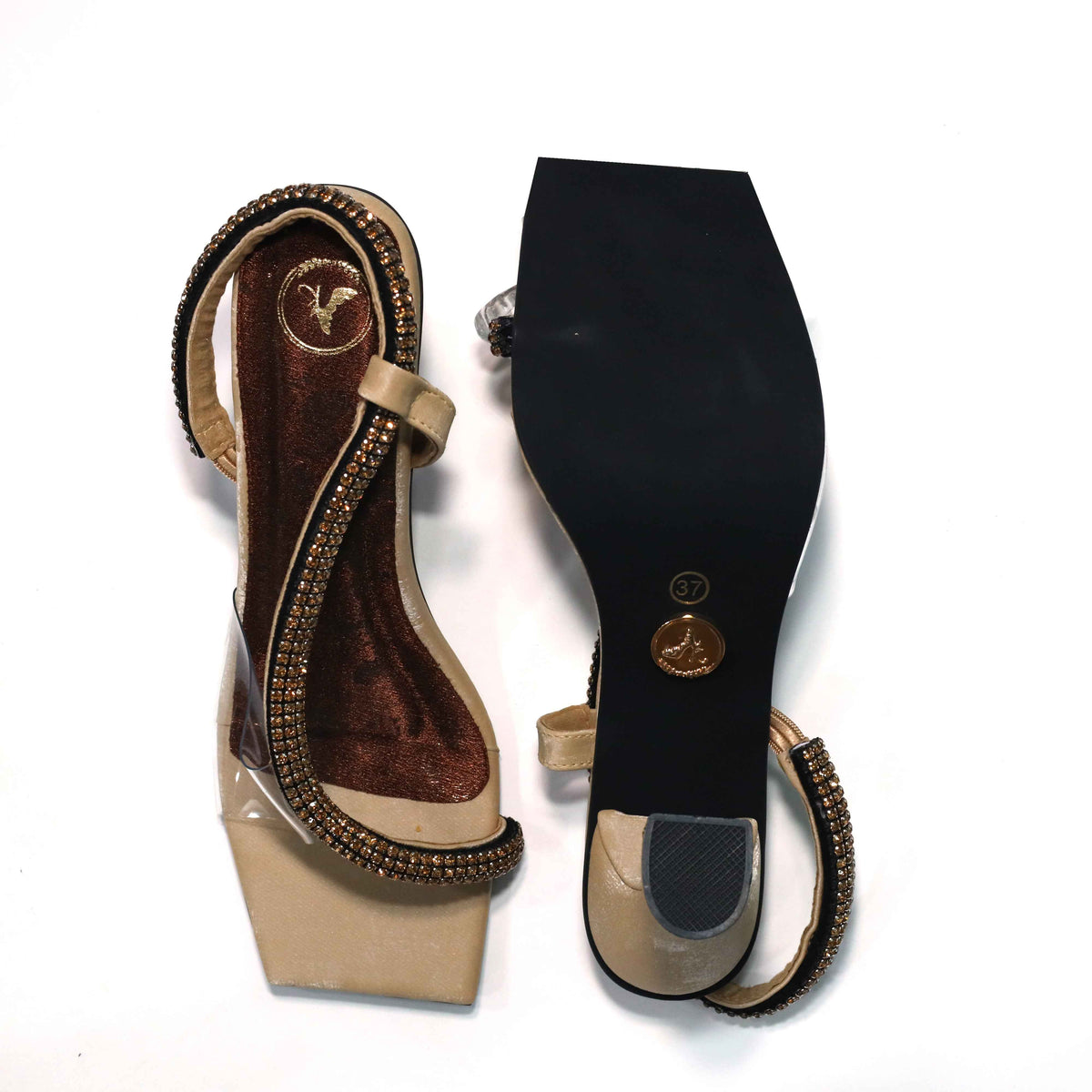 Beige Z-Series Dalgona Open Toe Slip-On Heels for Women