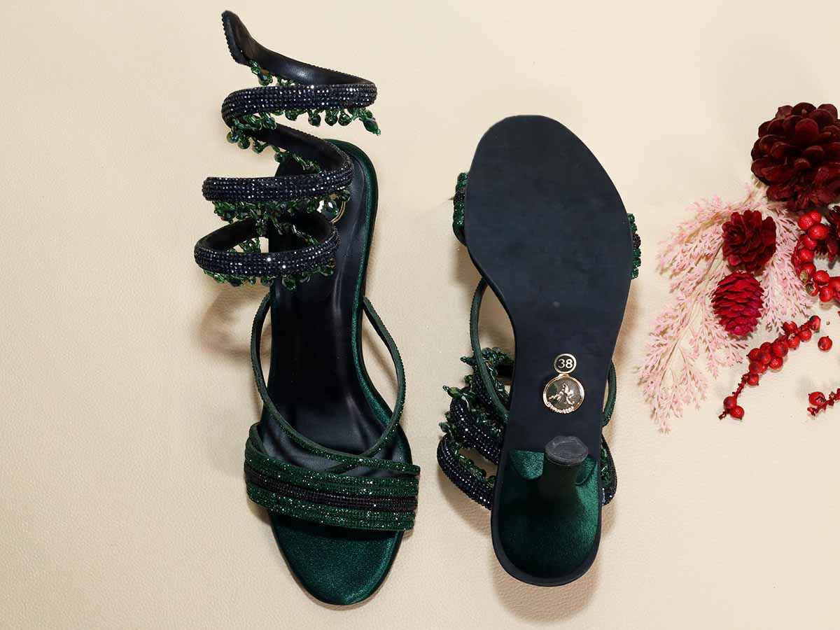 Green Jhallar Pencil Heel