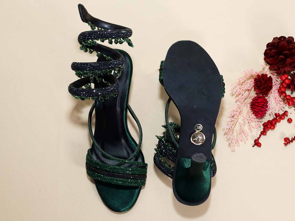 Green Jhallar Pencil Heel