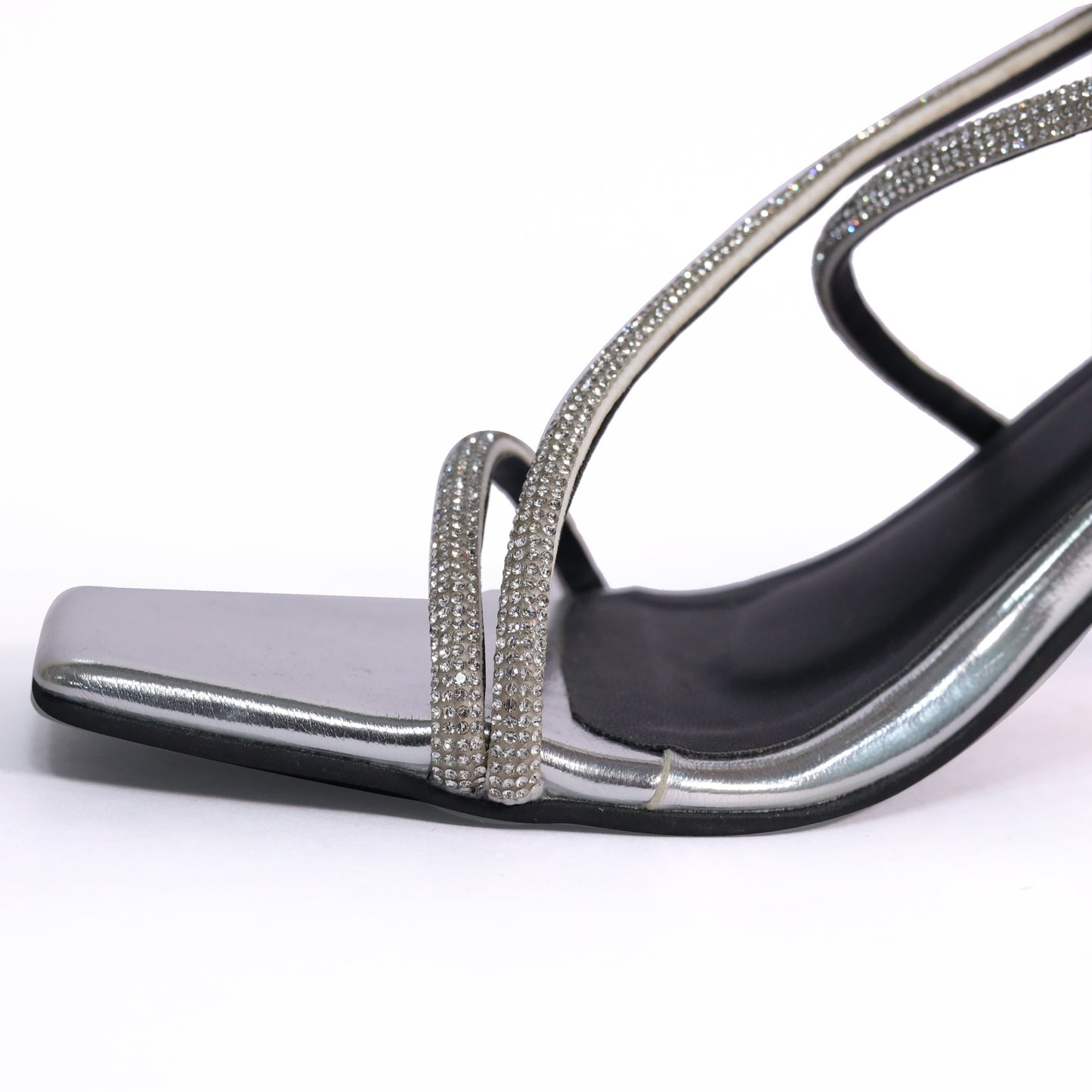 Silver Berry Open Toe Heels for Women in Faux Leather