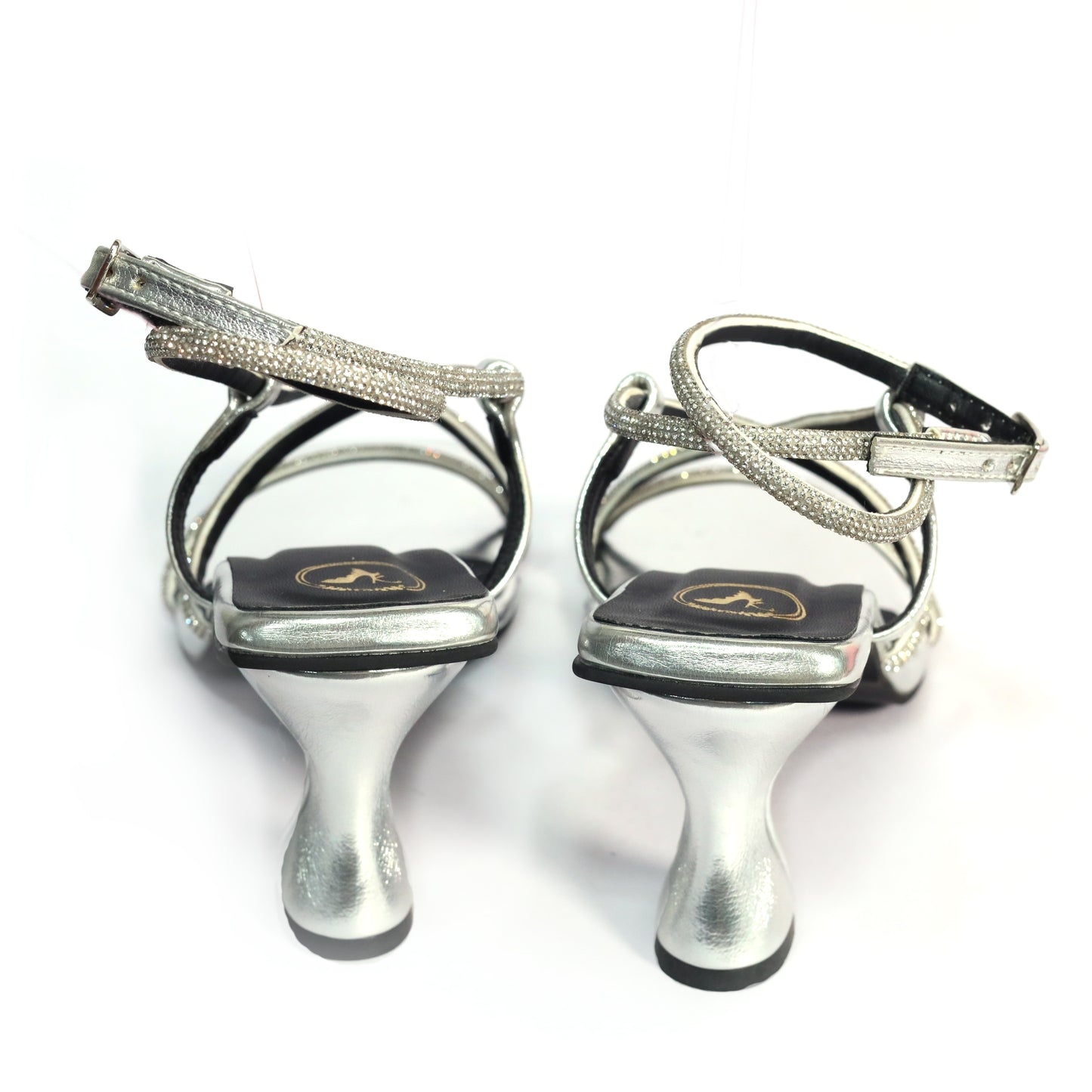 Silver Berry Open Toe Heels for Women in Faux Leather