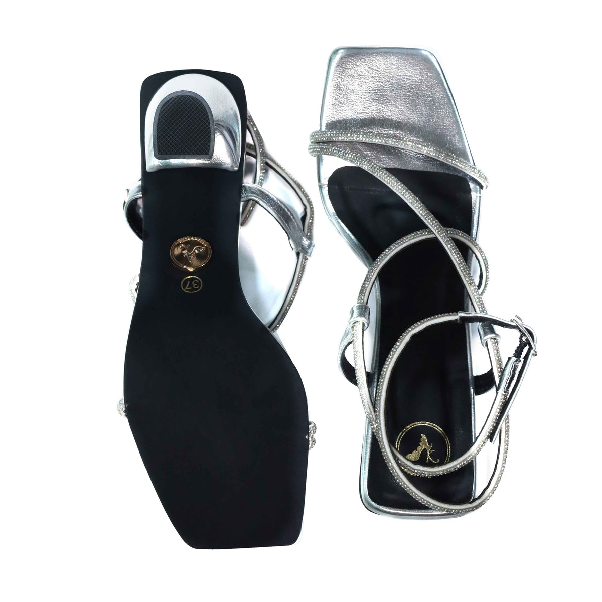 Silver Berry Open Toe Heels for Women in Faux Leather