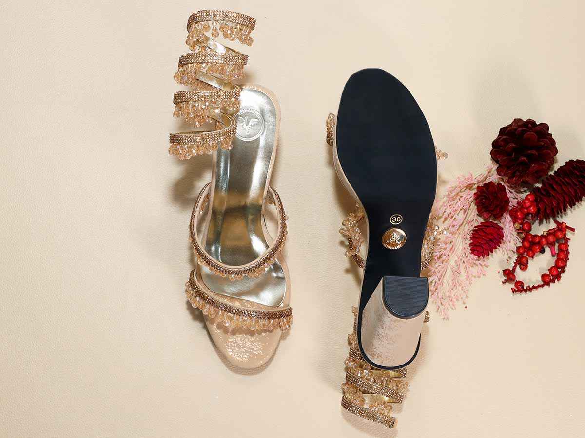 Glitz Gold Spring Leaved Elevation Heel