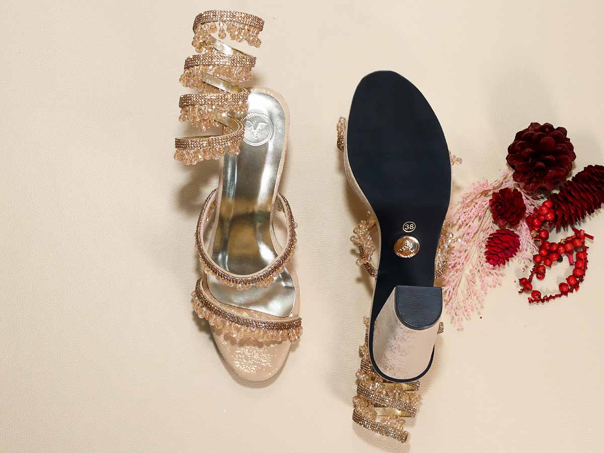 Glitz Gold Spring Leaved Elevation Heel