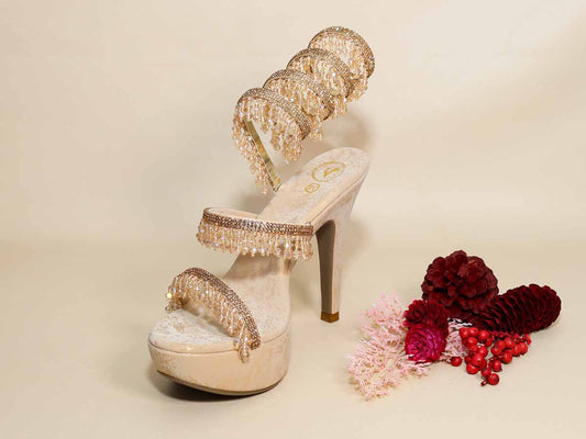 Glitz Gold Springs Letoes Pencil Heel