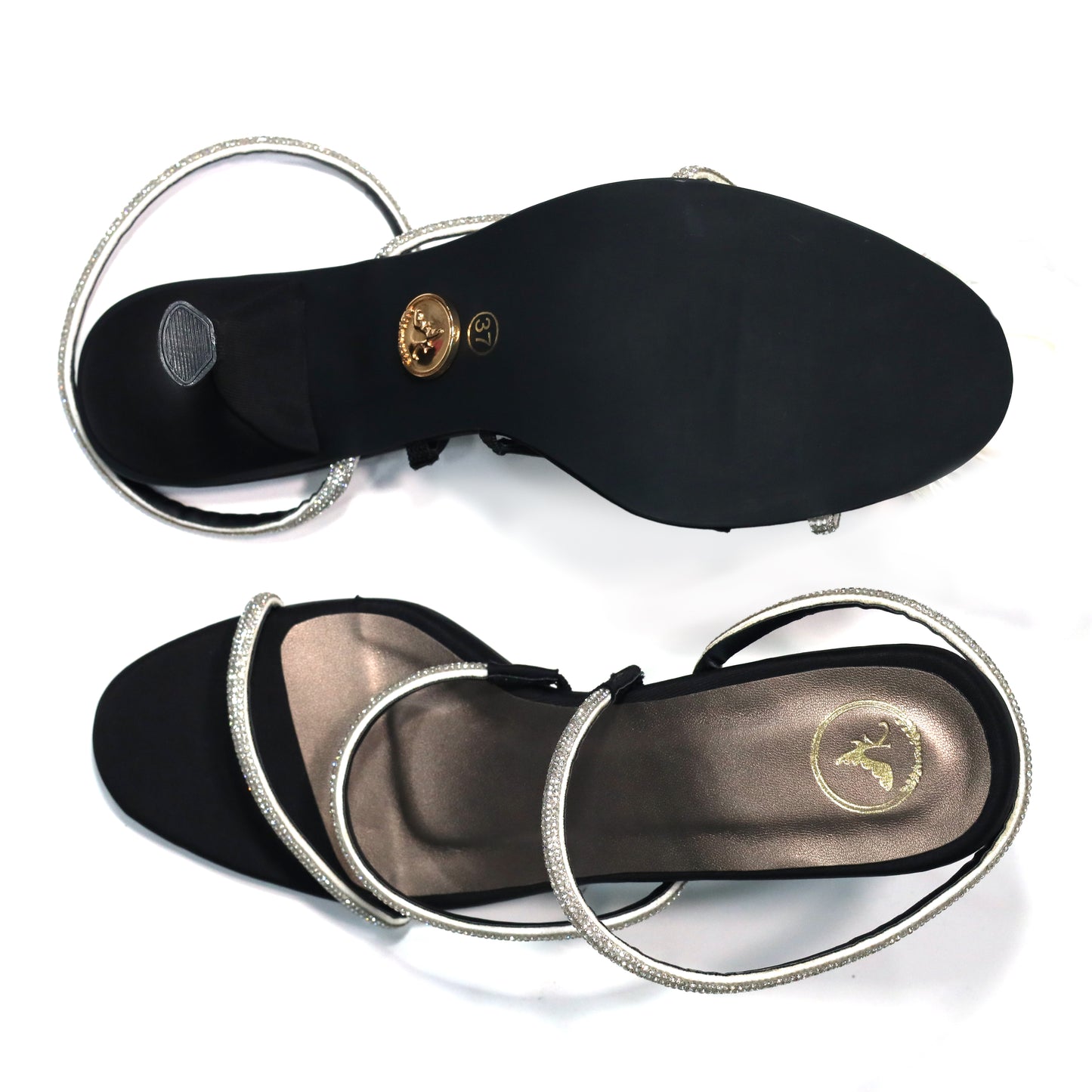 Berry Black Open Toe Heels for Women – Synthetic Slip-On Party Sandals