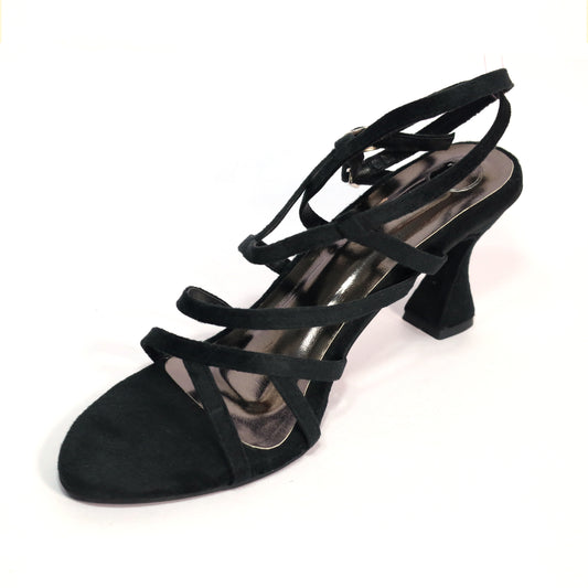 Women's Black Heels – Shilpa Open Toe Sandals with Buckle Strap