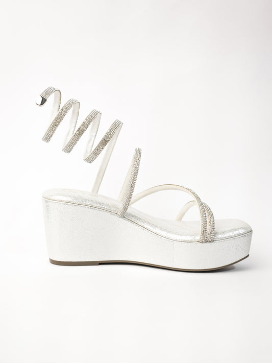 Silver Open Toe Spring Sunshine Wedge