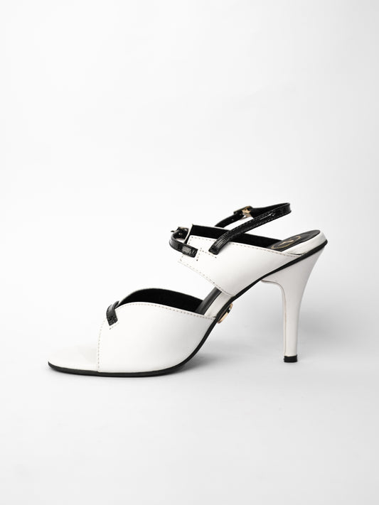 White Open Toe Narrow fit Jacky Heels